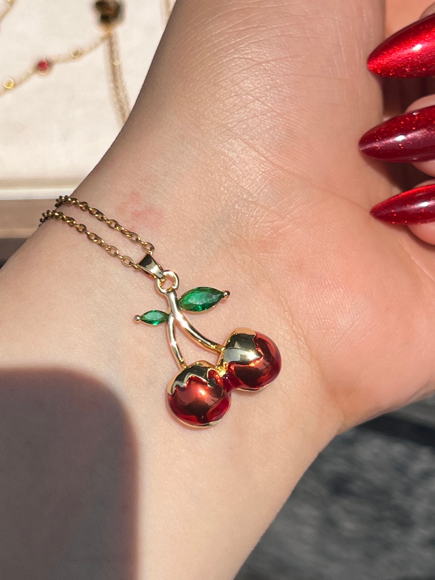 Gold Cherry Necklace