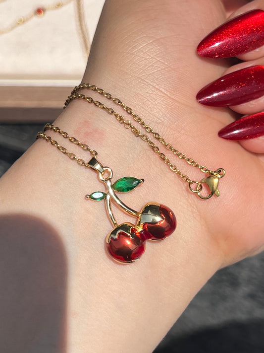 Gold Cherry Necklace