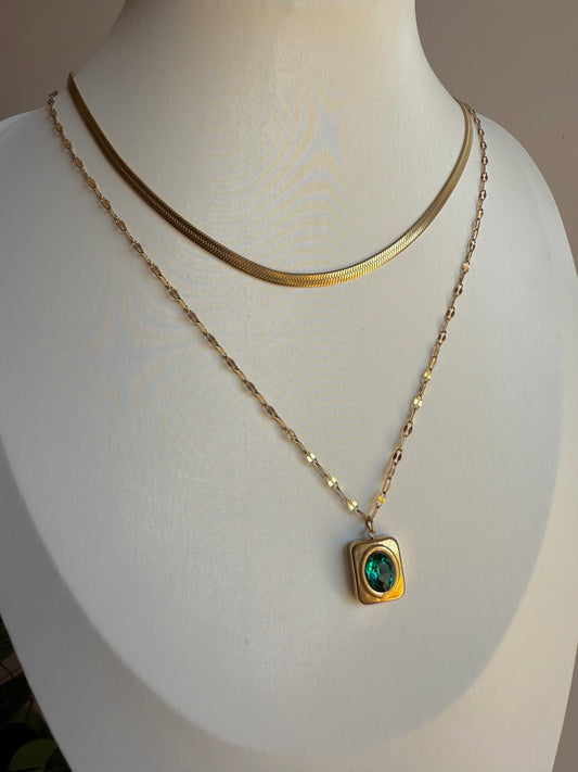 Green stone necklace